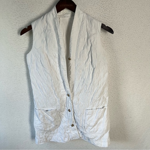 Gabar New York Vintage white vest women’s S or XS long line floral textured vest - Picture 14 of 16